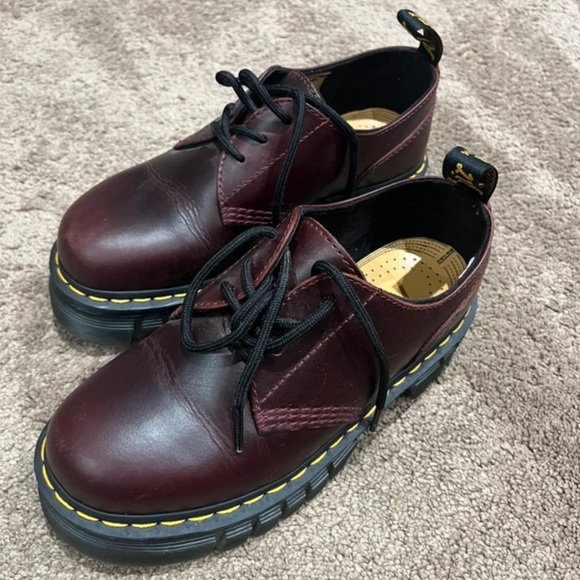 Dr. Martens Shoes - Dr. Martens Dark Red Leather Oxfords